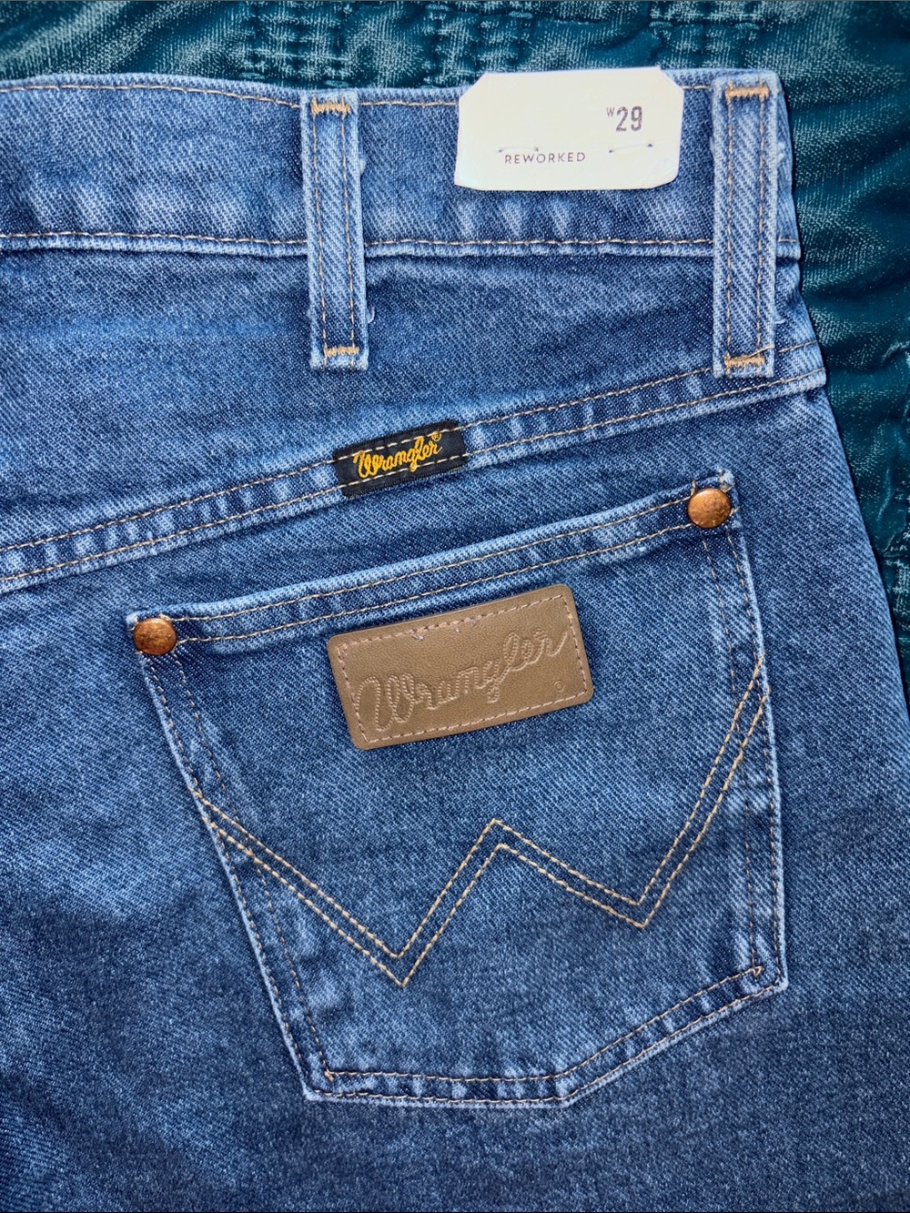 Wrangler Blue Frayed Hem High-Waist Denim Shorts - Picture 4 of 8